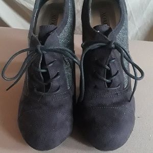 Beautiful Suede and Tweed Laced Booties